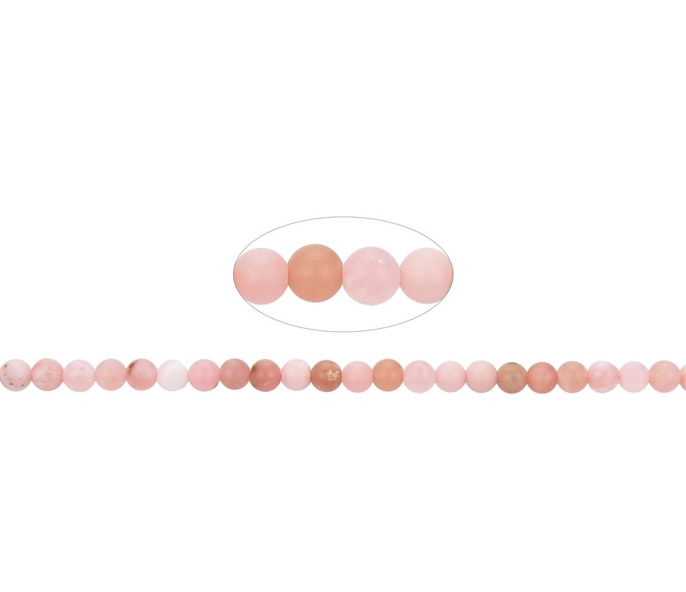 Heilstein & Edelstein-Strang - Kugeln, Andenopal (pink), matt, 04mm