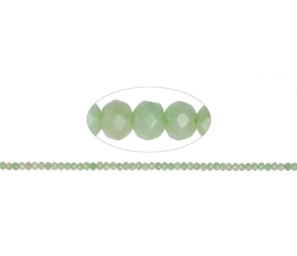 Heilstein & Edelstein-Strang - Button, Chrysopal, facettiert, 02 x 03mm