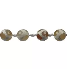 Heilstein & Edelstein-Strang - Kugeln, Achat Fußball weiß (gef.) facettiert, 16mm