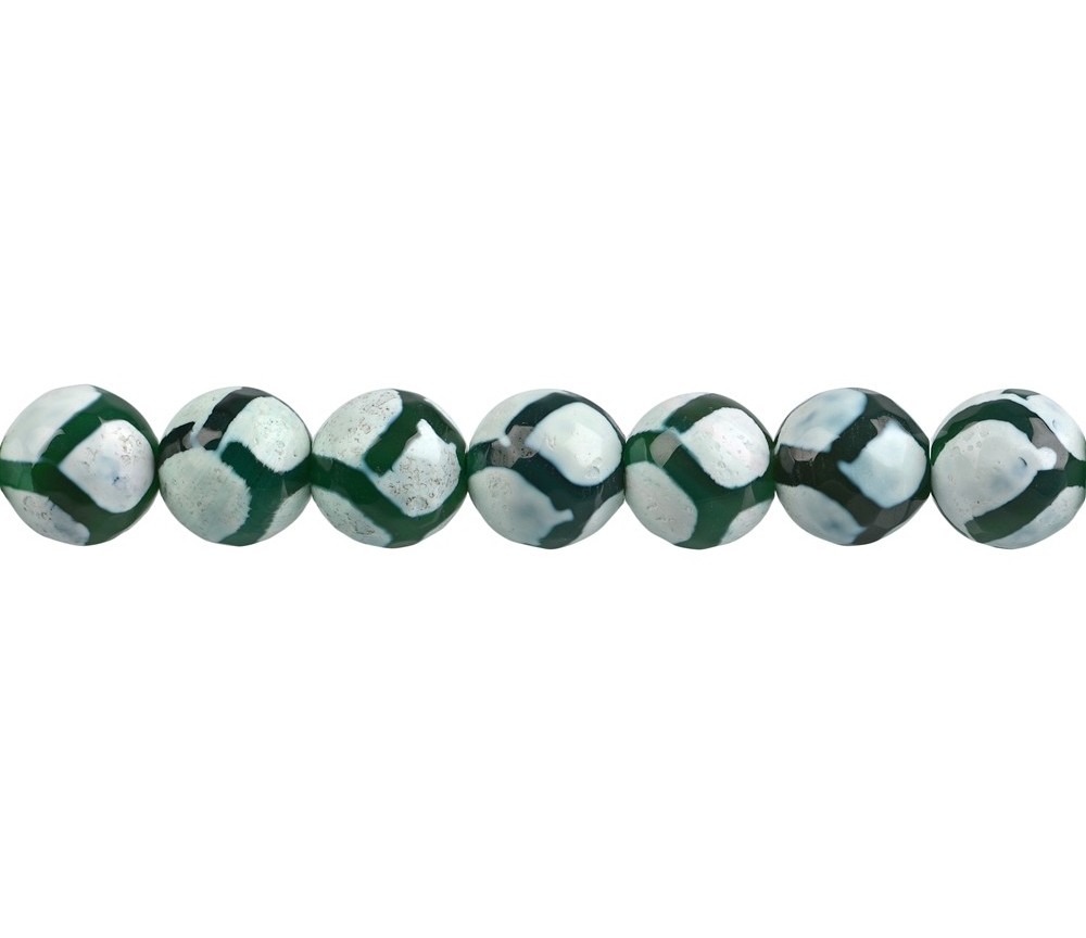 Heilstein & Edelstein-Strang - Kugeln, Achat  Fußball  grün (gef.), facettiert, 12mm