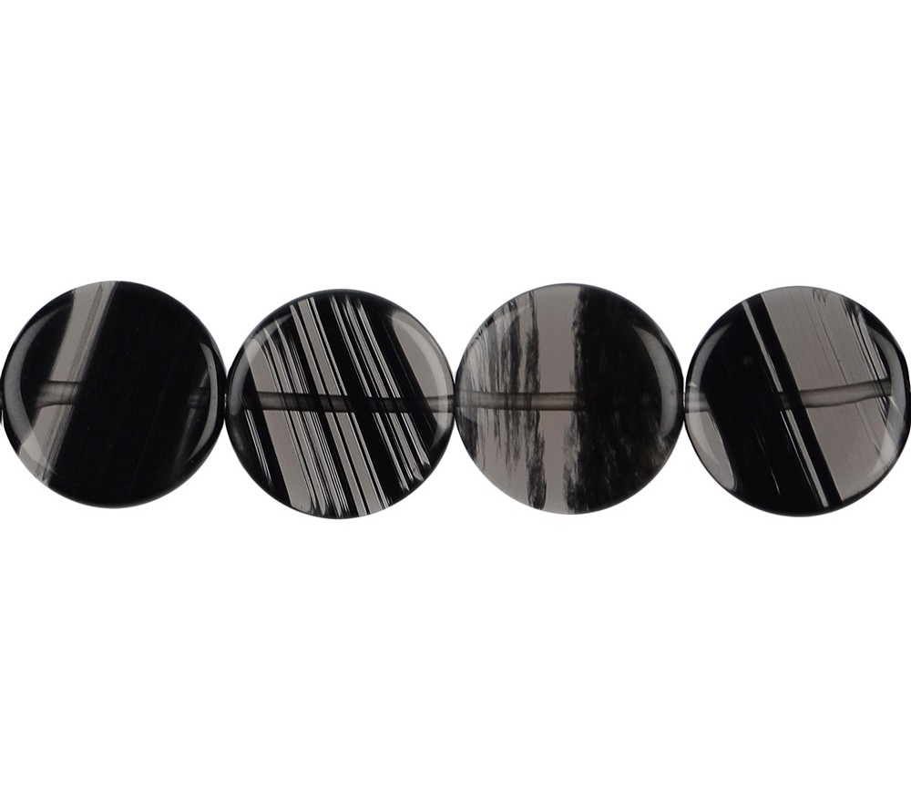 Heilstein & Edelstein-Strang - Coins, Obsidian (Lamellenobsidian), 12 – 15mm