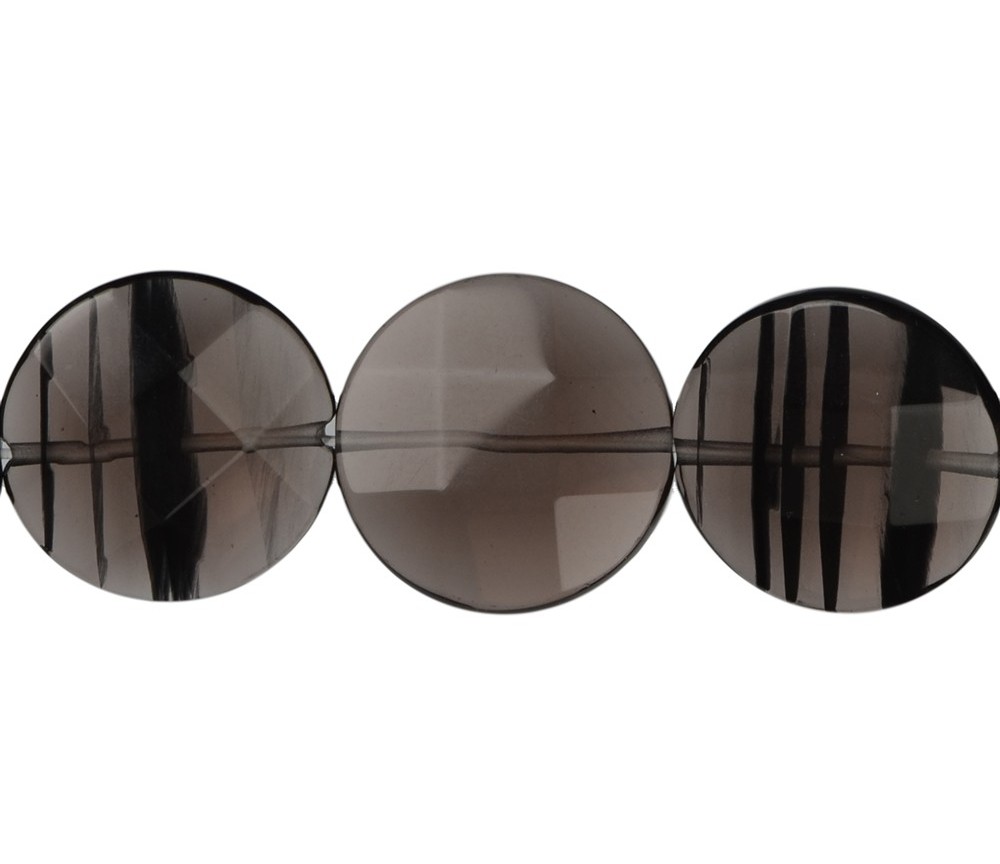 Heilstein & Edelstein-Strang - Coins, Obsidian (Lamellenobsidian), facettiert, 20mm