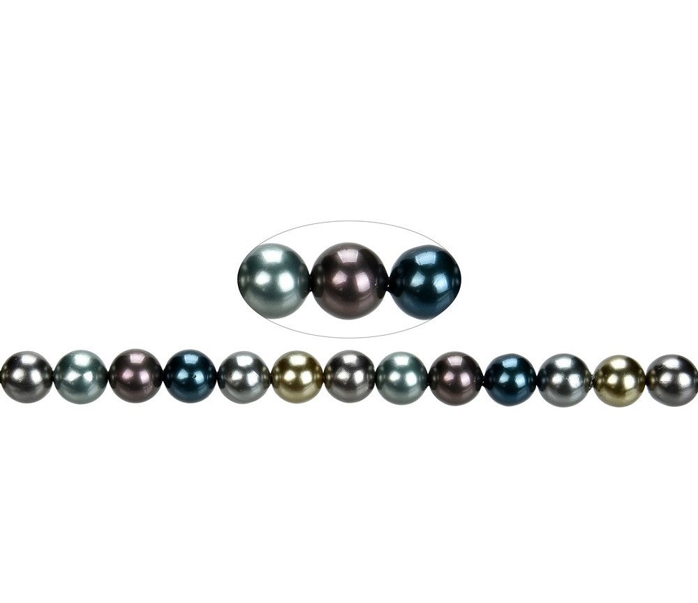 Heilstein & Edelstein-Strang - Kugeln, Muschelkernperlen bunter Mix 3, 10mm