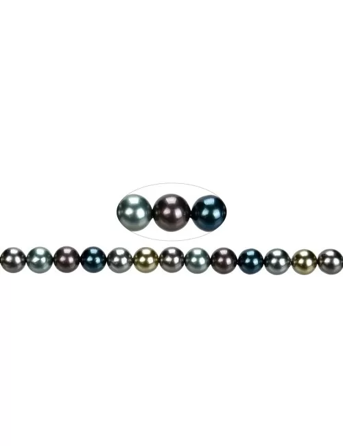 Heilstein & Edelstein-Strang - Kugeln, Muschelkernperlen bunter Mix 3, 10mm