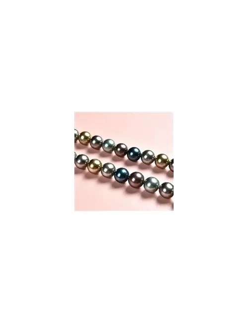 Heilstein & Edelstein-Strang - Kugeln, Muschelkernperlen bunter Mix 3, 10mm