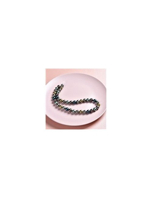 Heilstein & Edelstein-Strang - Kugeln, Muschelkernperlen bunter Mix 3, 10mm