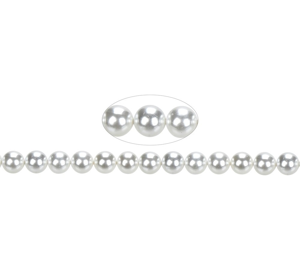 Heilstein & Edelstein-Strang - Kugeln, Muschelkernperlen weiß, 10mm