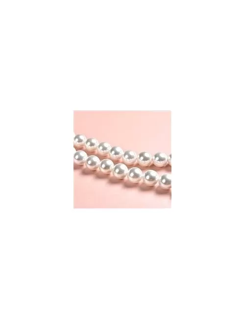 Heilstein & Edelstein-Strang - Kugeln, Muschelkernperlen weiß, 10mm