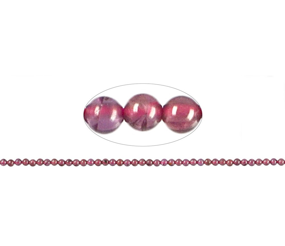 Heilstein & Edelstein-Strang - Kugeln, Granat (Rhodolith) A+/A, 02,00mm
