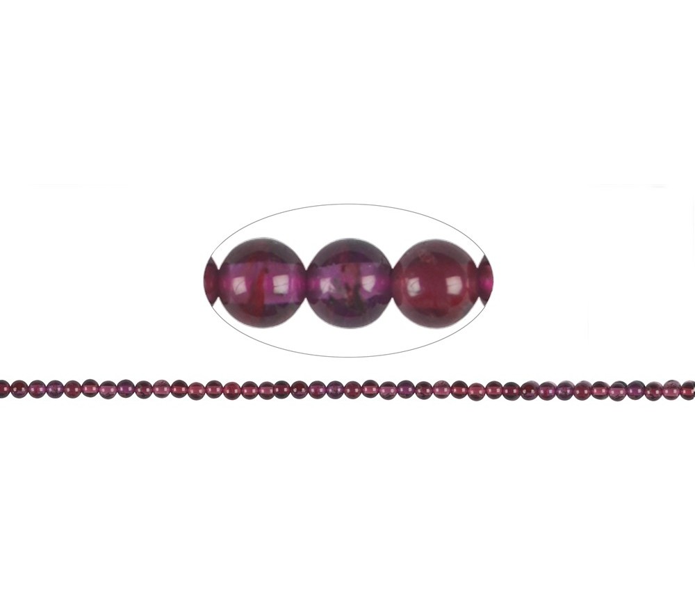 Heilstein & Edelstein-Strang - Kugeln, Granat (Rhodolith), 04mm