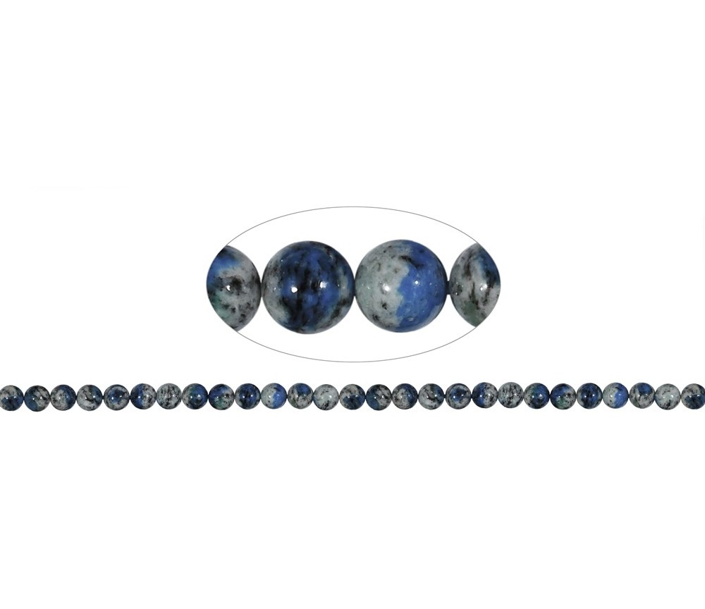 Heilstein & Edelstein-Strang - Kugeln, Azurit in Gneis (K2), 06-07mm