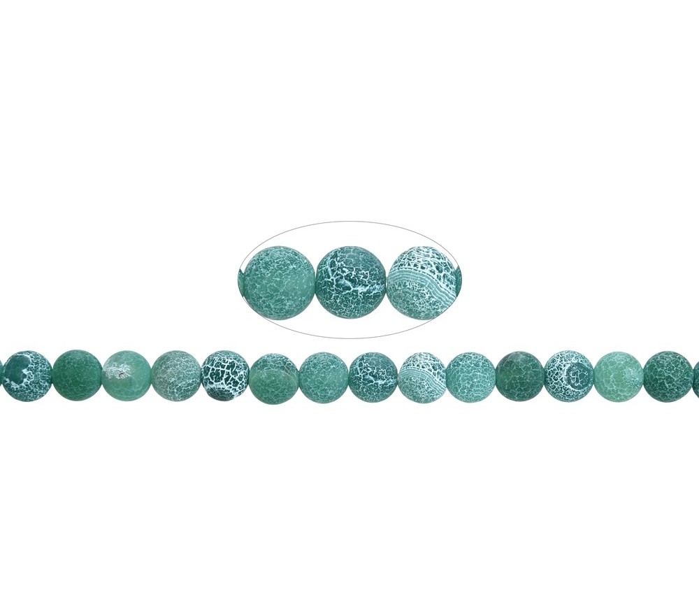 Heilstein & Edelstein-Strang - Kugeln, Achat (Schlangenachat) grün (gef.), matt, 08mm