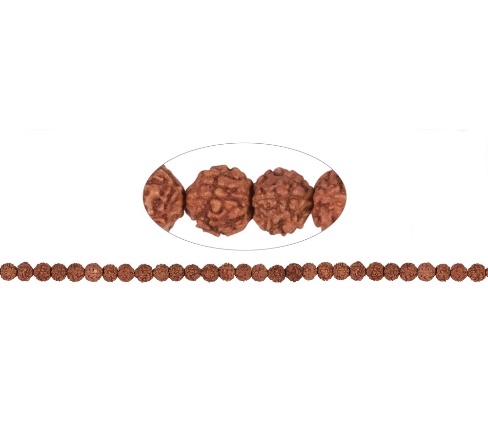 Heilstein & Edelstein-Strang - Kugeln, Rudraksha (rotbraun), 06mm