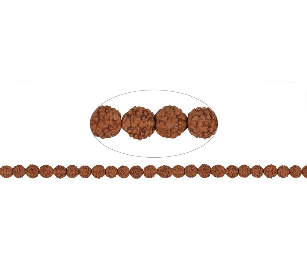 Heilstein & Edelstein-Strang - Kugeln, Rudraksha (rotbraun), 07-08mm
