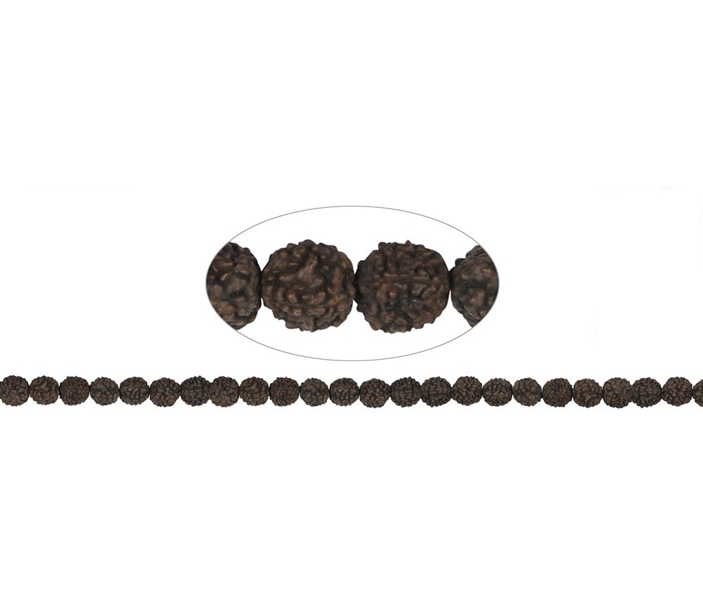 Heilstein & Edelstein-Strang - Kugeln, Rudraksha (schwarz/dunkelbraun), 08mm