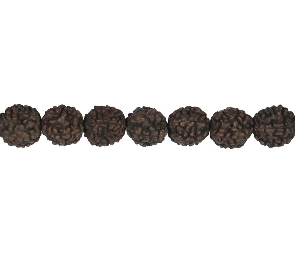 Heilstein & Edelstein-Strang - Kugeln, Rudraksha (schwarzbraun), 10mm