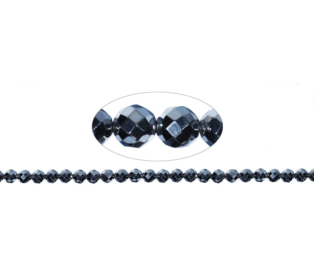 Heilstein & Edelstein-Strang - Kugeln, Silizium (synt.), facettiert, 08mm