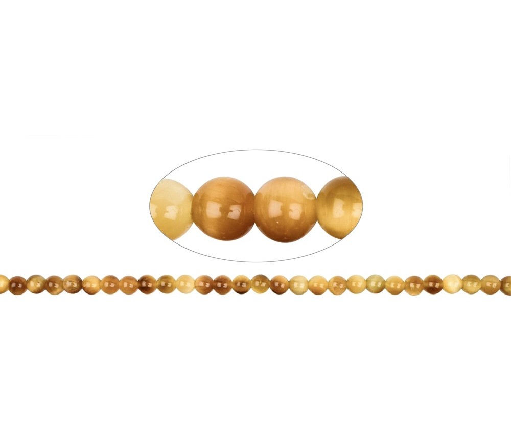 Heilstein & Edelstein-Strang - Kugeln, Tigerauge (gelb), 04mm