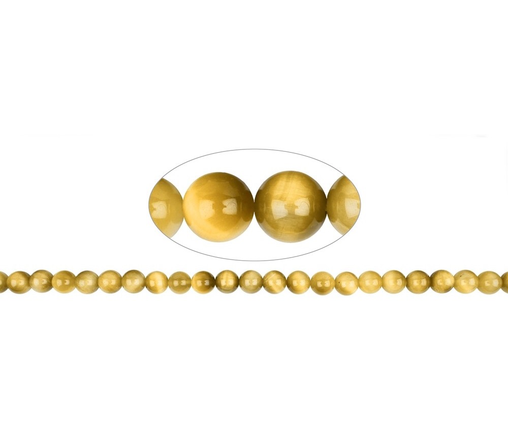 Heilstein & Edelstein-Strang - Kugeln, Tigerauge (gelb), 08mm