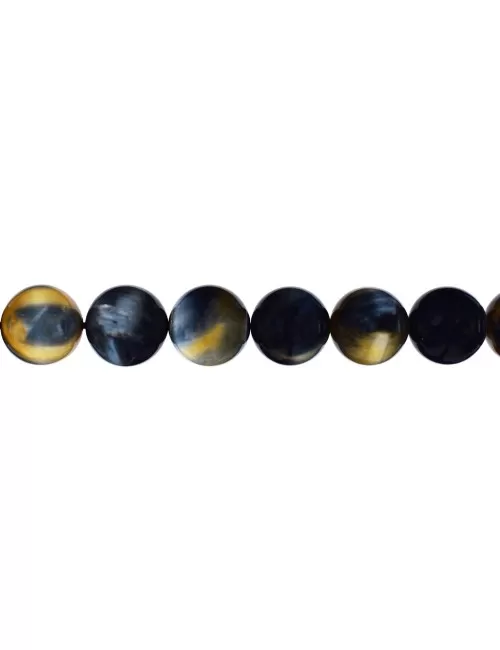 Heilstein & Edelstein-Strang - Kugeln, Tigerauge (weiß, gelb, blau), 10mm
