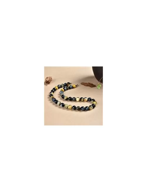 Heilstein & Edelstein-Strang - Kugeln, Tigerauge (weiß, gelb, blau), 10mm
