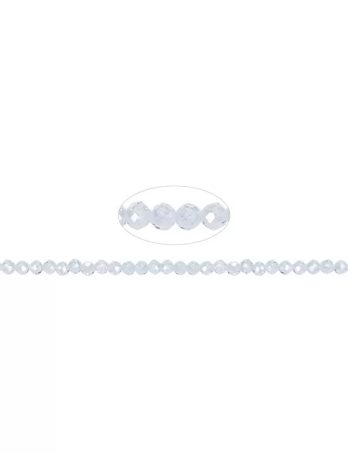 Heilstein & Edelstein-Strang - Kugeln, Cubic Zirkonia weiß (synt.), facettiert, 02,0mm (38cm)