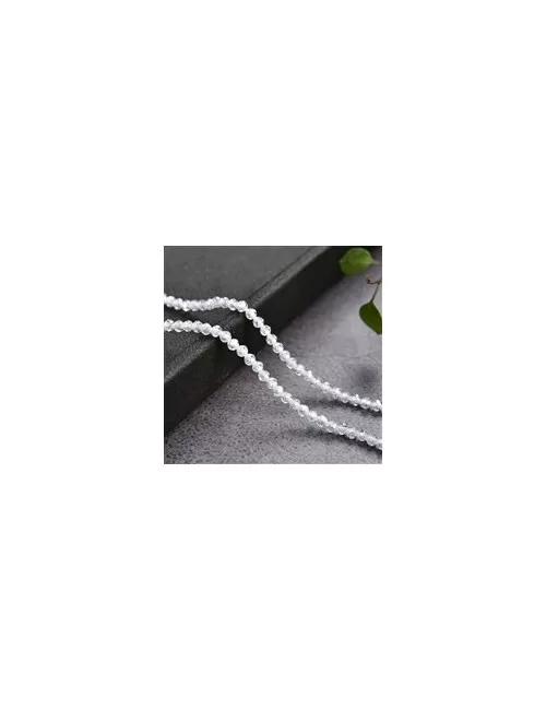 Heilstein & Edelstein-Strang - Kugeln, Cubic Zirkonia weiß (synt.), facettiert, 02,0mm (38cm)