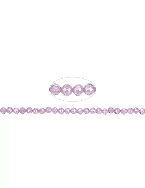 Heilstein & Edelstein-Strang - Kugeln, Cubic Zirkonia pink (synt.), facettiert, 02,0mm (38cm)