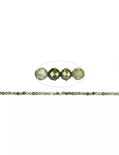 Heilstein & Edelstein-Strang - Kugeln, Cubic Zirkonia grün (synt.), facettiert, 02,0mm (38cm)