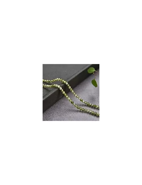 Heilstein & Edelstein-Strang - Kugeln, Cubic Zirkonia grün (synt.), facettiert, 02,0mm (38cm)