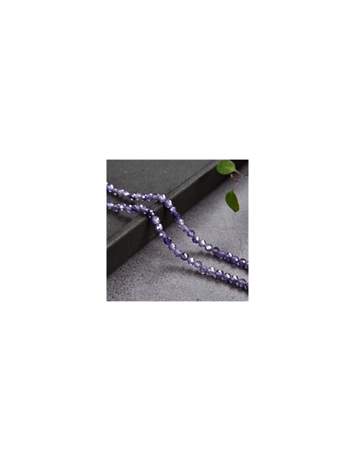 Heilstein & Edelstein-Strang - Kugeln, Cubic Zirkonia violett (synt.), facettiert, 02,0mm (38cm)
