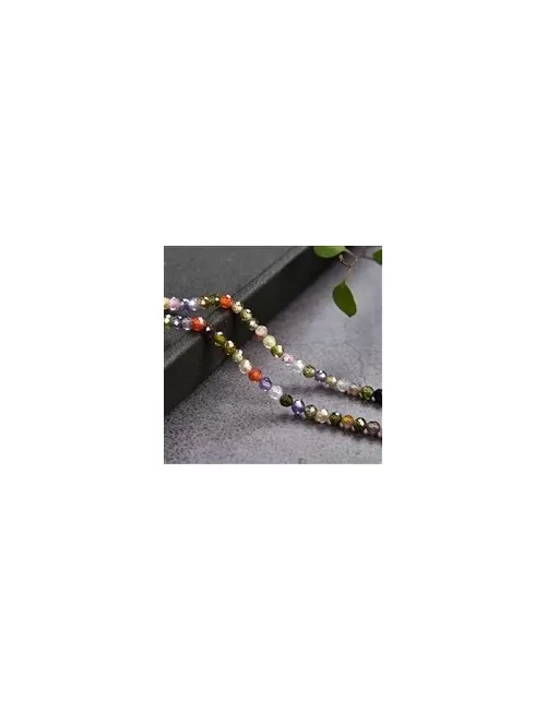 Heilstein & Edelstein-Strang - Kugeln, Cubic Zirkonia bunt (synt.), facettiert, 02,0mm (38cm)
