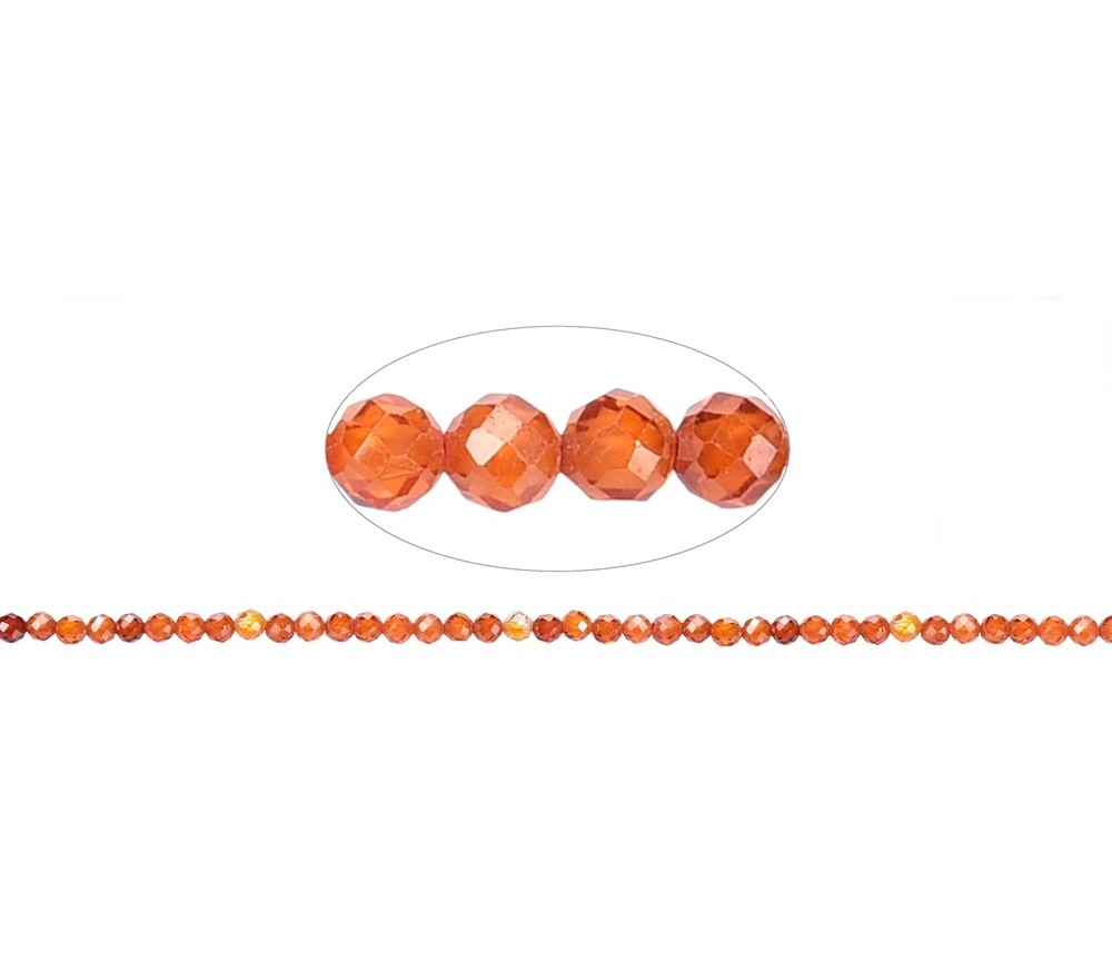 Heilstein & Edelstein-Strang - Kugeln, Cubic Zirkonia orange (synt.), facettiert, 03mm (38cm)