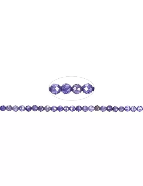 Heilstein & Edelstein-Strang - Kugeln, Cubic Zirkonia violett (synt.), facettiert, 03mm (38cm)