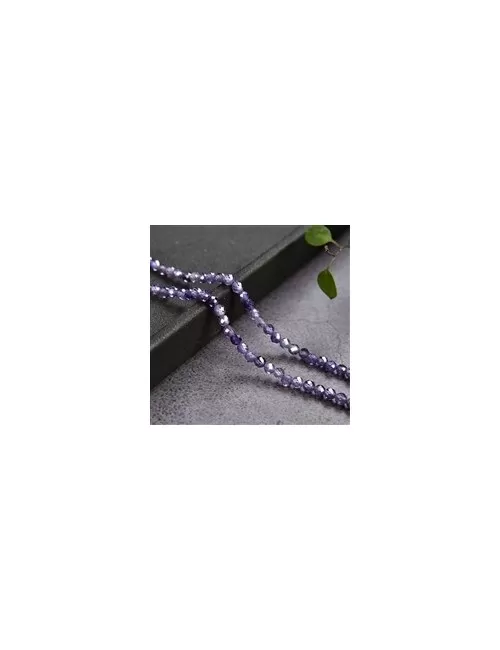 Heilstein & Edelstein-Strang - Kugeln, Cubic Zirkonia violett (synt.), facettiert, 03mm (38cm)