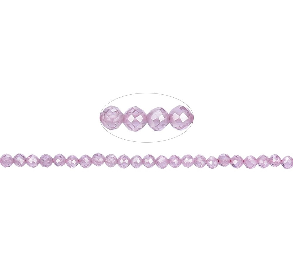 Heilstein & Edelstein-Strang - Kugeln, Cubic Zirkonia pink (synt.), facettiert, 02,5mm (38cm)