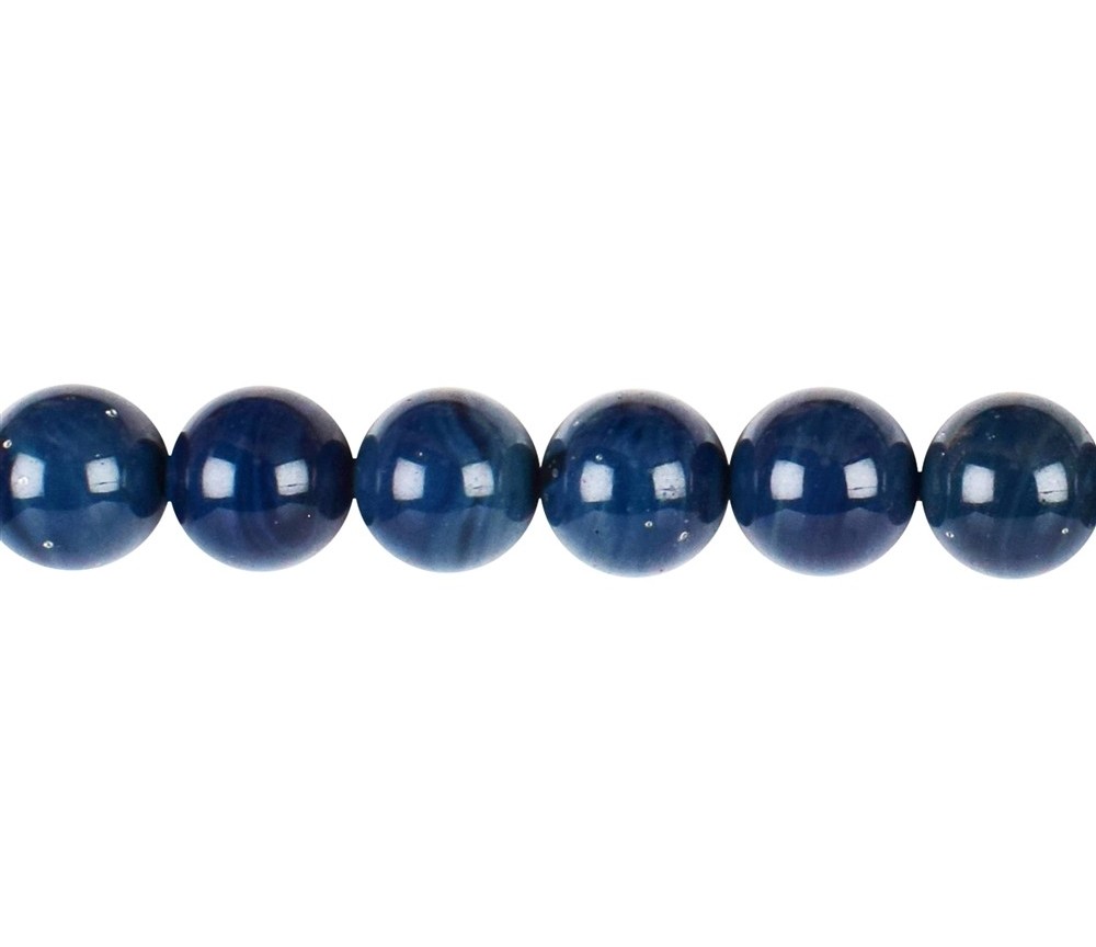 Heilstein & Edelstein-Strang - Kugeln, Sieber-Achat (Blauschlacke), 12mm