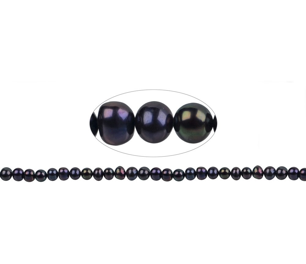 Heilstein & Edelstein-Strang - Potatoe, Süßwassser-Perle AB, ölfarben schillernd (gef.), 06-07 mm, 37cm