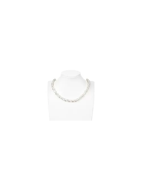 Heilstein & Edelstein-Strang - Freeform flach, Süßwasser-Perle AB, weiß-creme (natur), 09-10mm - 3er Pack