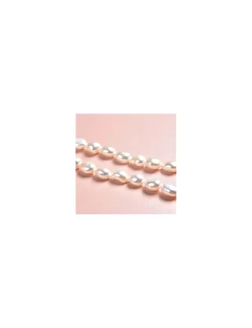 Heilstein & Edelstein-Strang - Freeform flach, Süßwasser-Perle AB, weiß-creme (natur), 09-10mm - 3er Pack