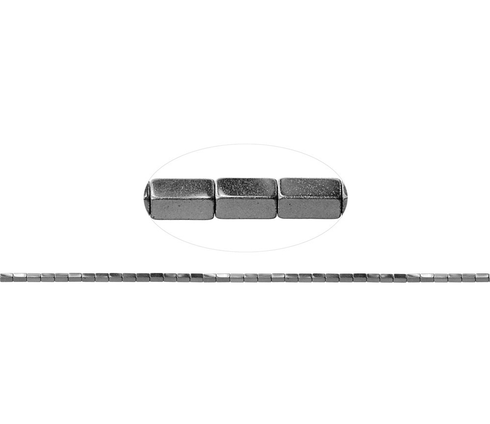 Heilstein & Edelstein-Strang - Quader, Hämatin silber (gef.), 04 x 02 x 02mm- 3er Pack