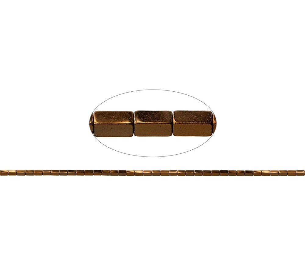 Heilstein & Edelstein-Strang - Quader, Hämatin braun (gef.), 04 x 02 x 02mm- 3er Pack