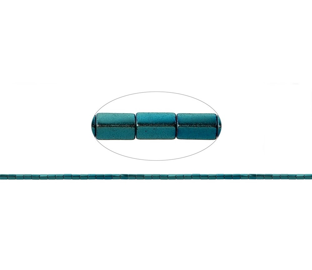 Heilstein & Edelstein-Strang - Quader, Hämatin blau-grün (gef.), 04 x 02mm- 3er Pack