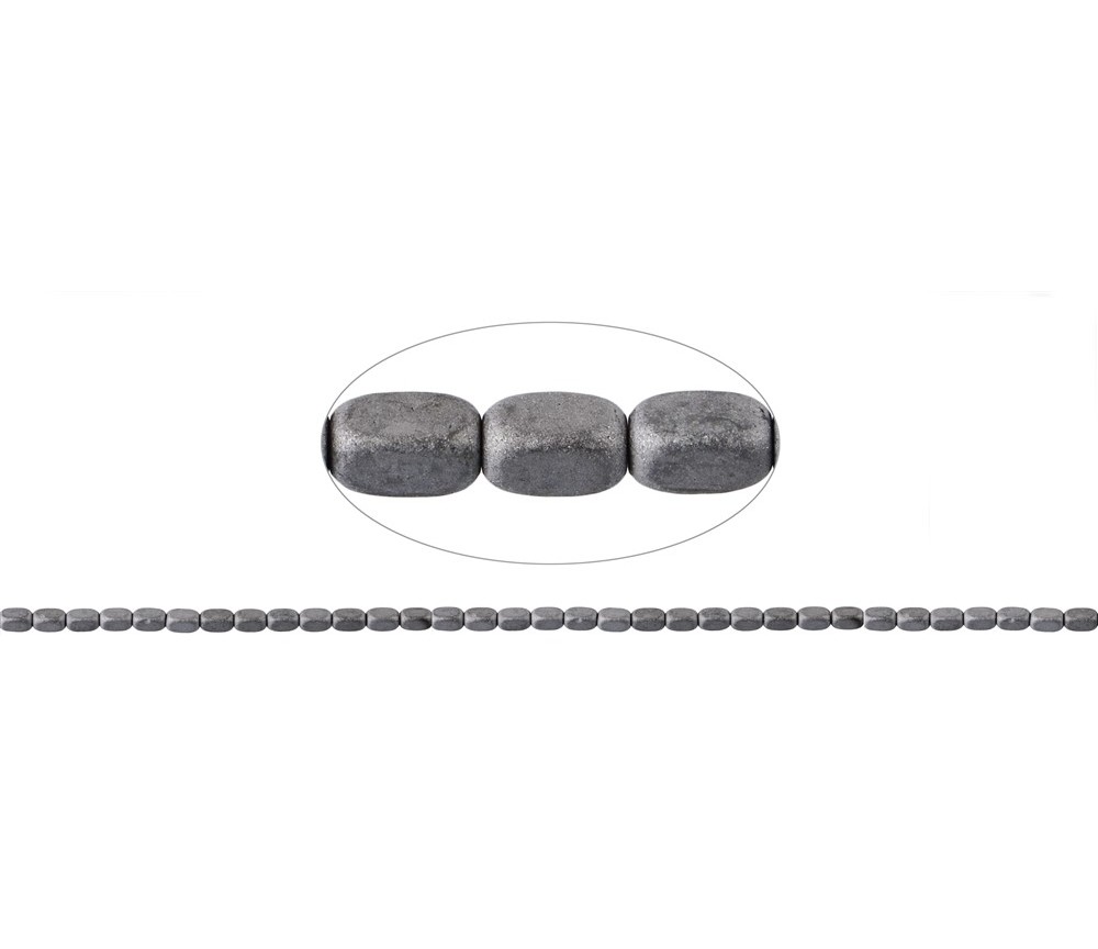 Heilstein & Edelstein-Strang - Quader gerundet, Hämatin silber (gef.) matt, 05 x 03mm- 3er Pack