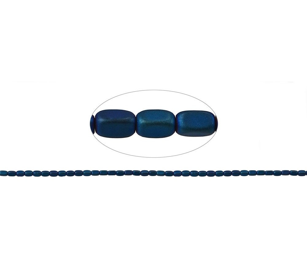 Heilstein & Edelstein-Strang - Quader gerundet, Hämatin blau (gef.) matt, 05 x 03mm- 3er Pack