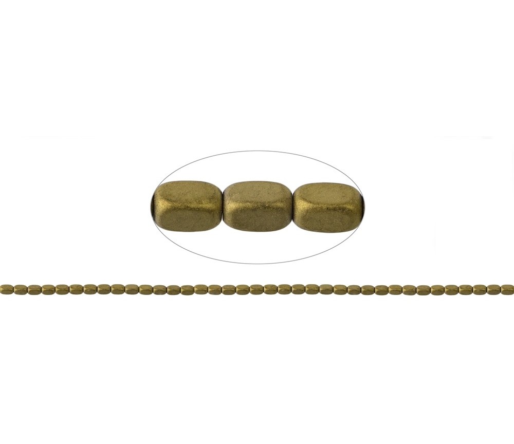 Heilstein & Edelstein-Strang - Quader gerundet, Hämatin gold (gef.) matt, 05 x 03mm- 3er Pack