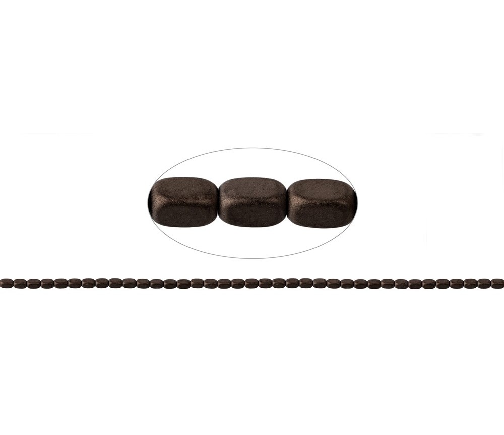 Heilstein & Edelstein-Strang - Quader gerundet, Hämatin coffee (gef.) matt, 05 x 03mm- 3er Pack