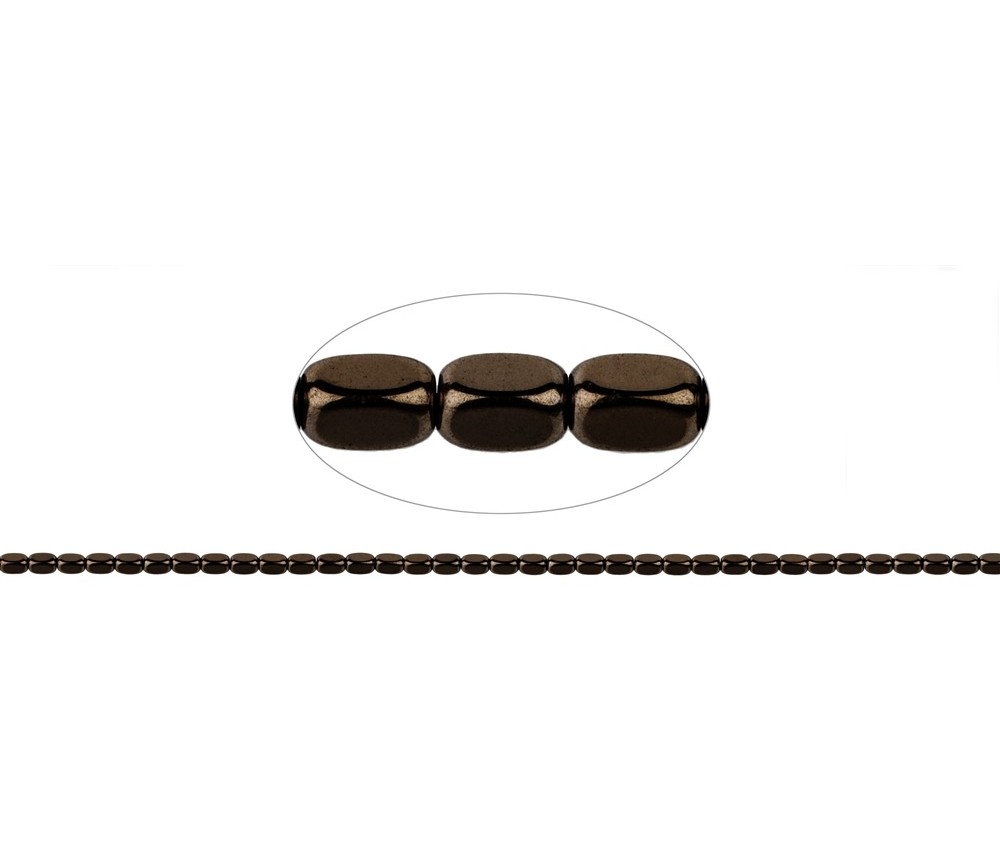 Heilstein & Edelstein-Strang - Quader gerundet, Hämatin coffee (gef.), 05 x 03mm- 3er Pack