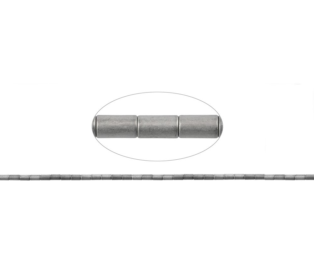 Heilstein & Edelstein-Strang - Zylinder, Hämatin silber (gef.) matt, 05 x 03mm- 3er Pack