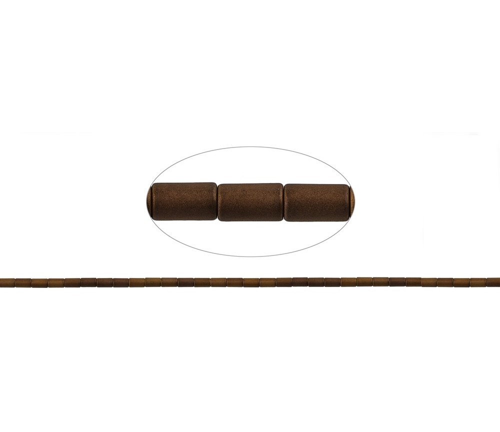 Heilstein & Edelstein-Strang - Zylinder, Hämatin braun (gef.) matt, 05 x 03mm- 3er Pack